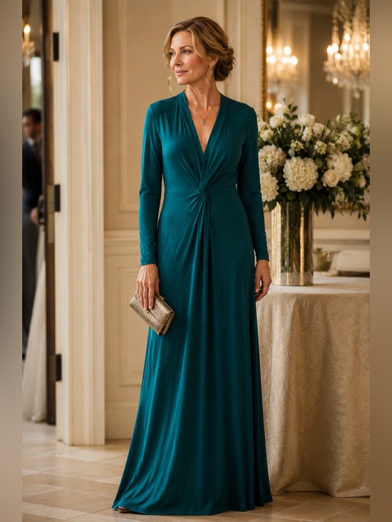 Soft Surroundings Dresses & Skirts - Peacock Teal Twist Front Maxi Autumn Wedding Guest Dress Mother of the Bride M